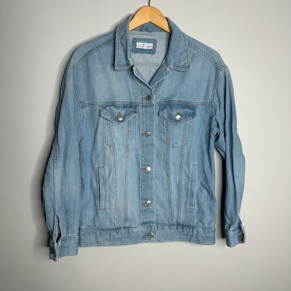 Loft Women's Cotton Light Wash Oversized‎ Baggy Boyfriend Denim Jacket Size XXS - Picture 1 of 7